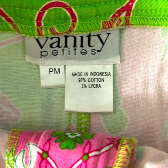 Women’s Vanity Petites Pink and Green Patchwork Style Preppy Cotton Blend Skirt - Picture 8 of 8